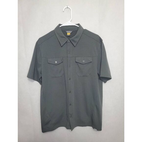 Eddie Bauer Men's Travex Button Down Grey Short Sleeve Shirt Lightweight Outdoor - Picture 1 of 6